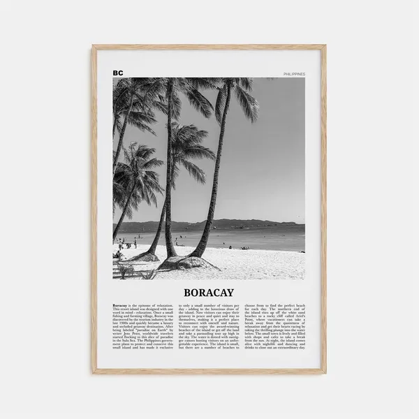 Boracay Black And White Map Poster, Philippines