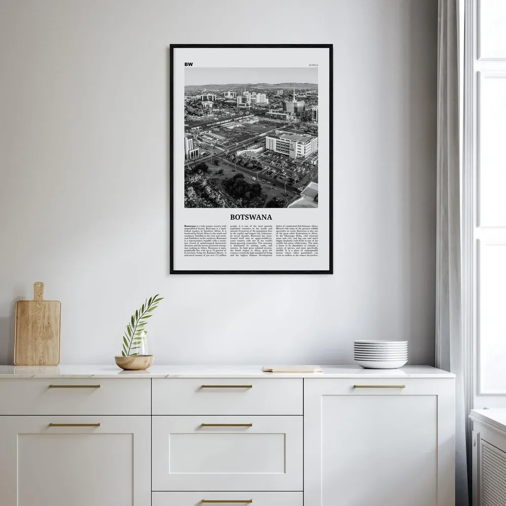 Botswana Black and White Art Print, Gaborone Africa - Image 2
