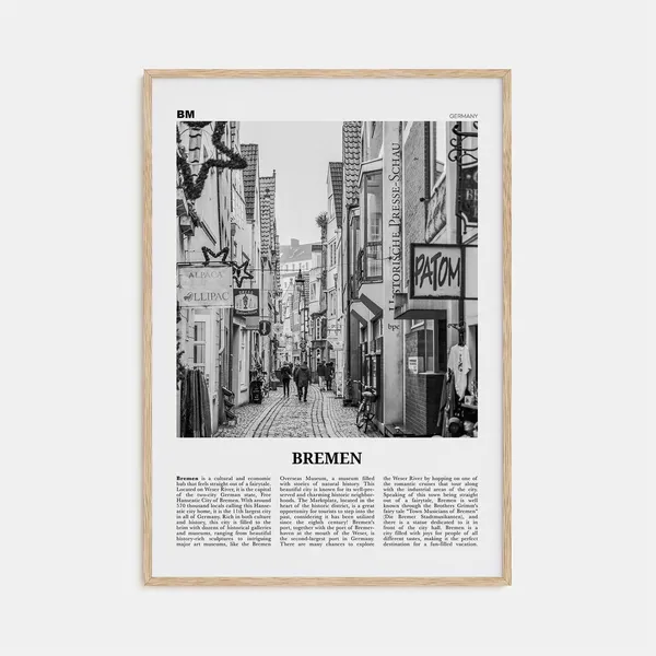 Bremen Black And White Travel Poster, Bremen Germany