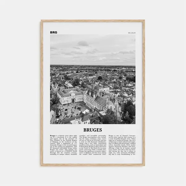 Bruges Black and White Travel Poster, Belgium