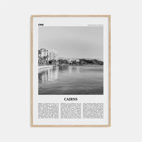 Cairns Black and White Travel Poster, Queensland