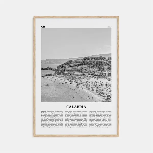 Calabria Black and White Travel Poster, Italy