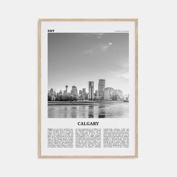 Calgary Black and White Travel Poster, Alberta Canada