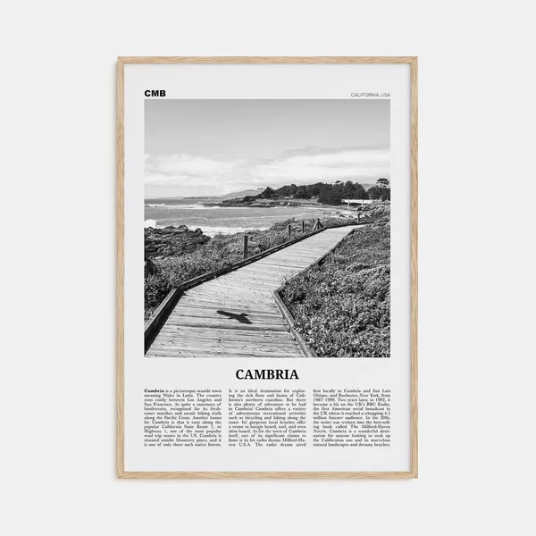 Cambria Black And White Travel Poster, California