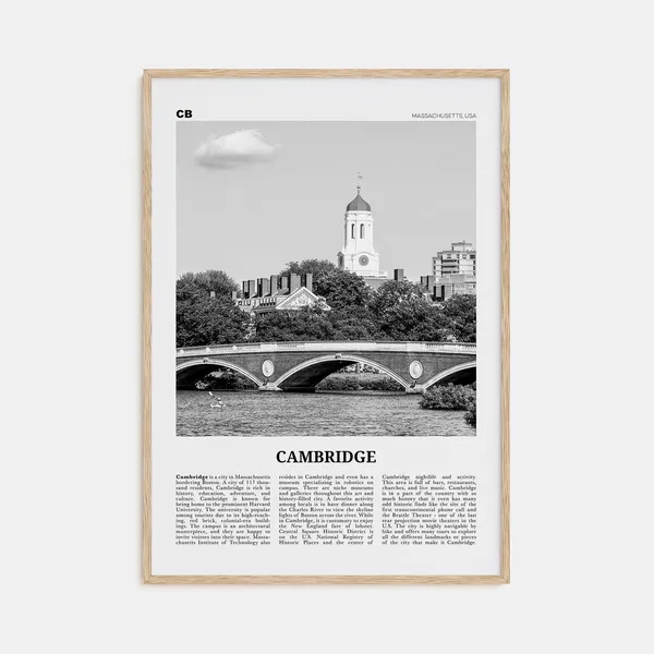 Cambridge Black And White Travel Poster, Massachusetts