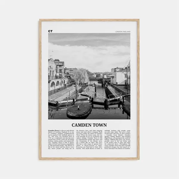 Camden Town Black and White Travel Poster, UK