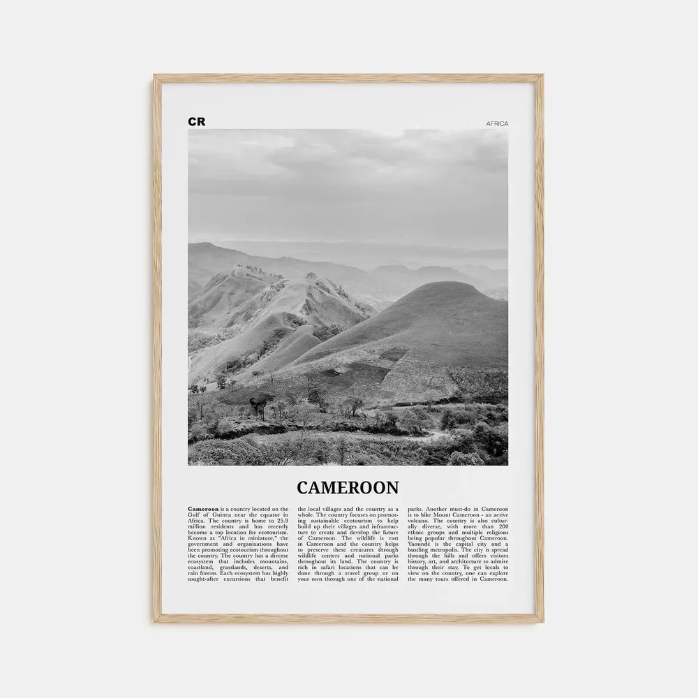 Cameroon Black and White Wall Art, Africa Poster