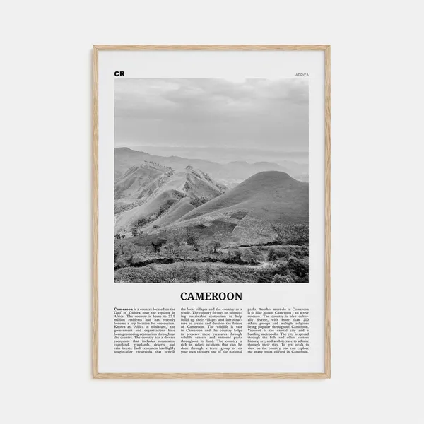 Cameroon Black and White Wall Art, Africa Poster