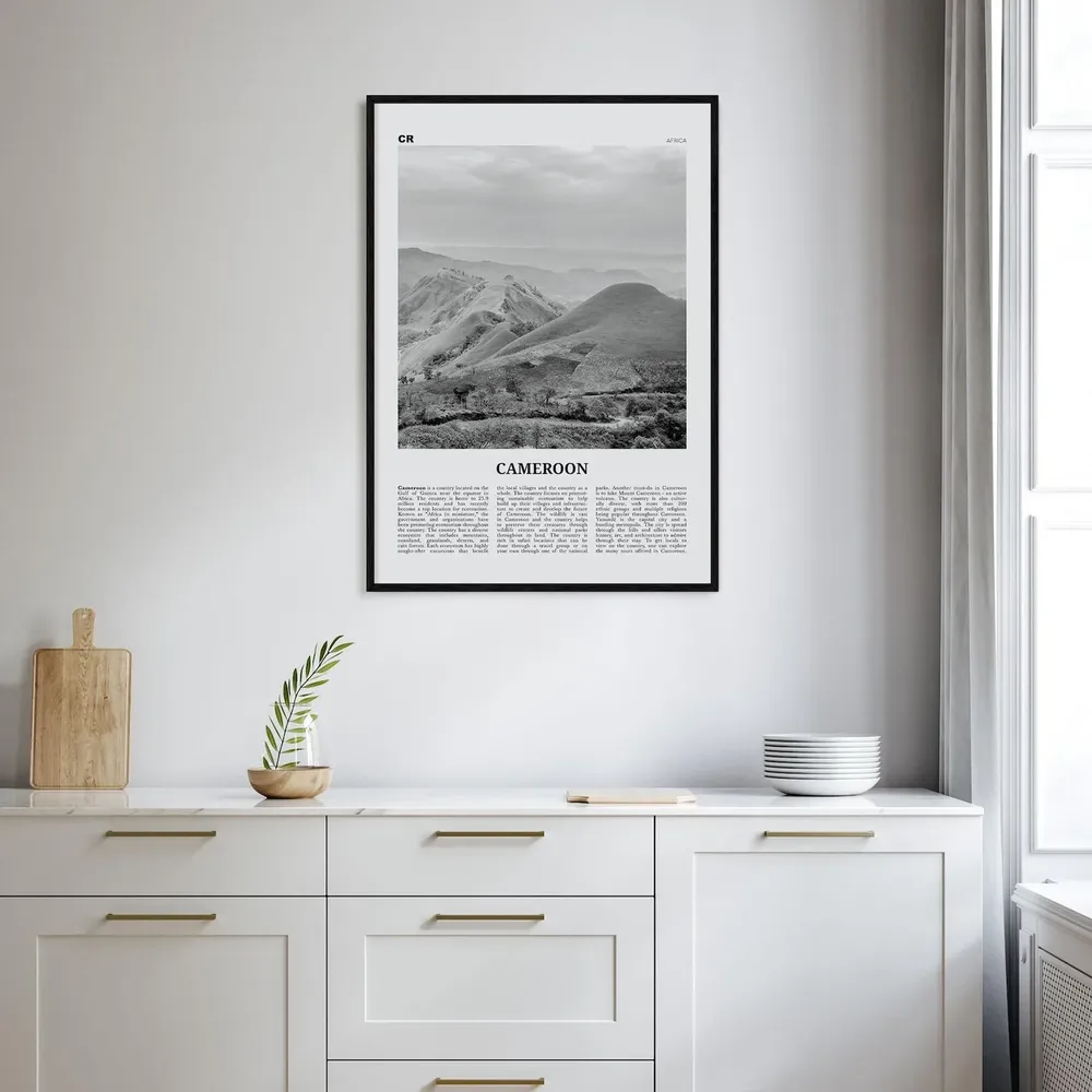 Cameroon Black and White Wall Art, Africa Poster - Image 2