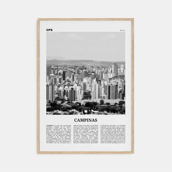 Campinas Black and White Travel Poster, Brazil