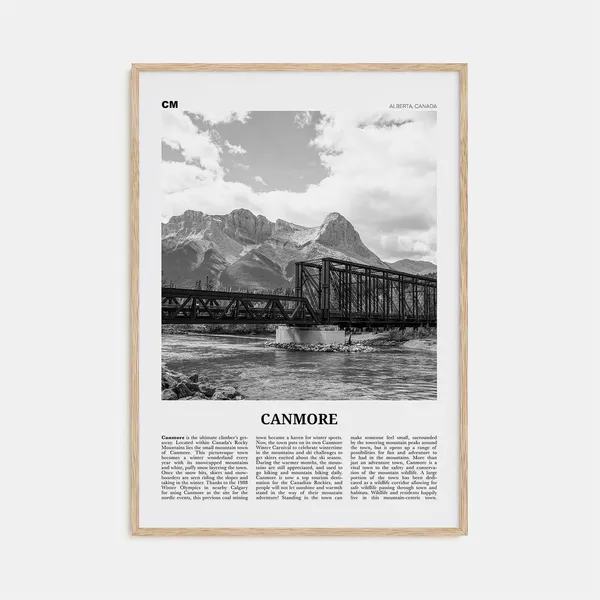 Canmore Black and White Travel Poster, Alberta Canada