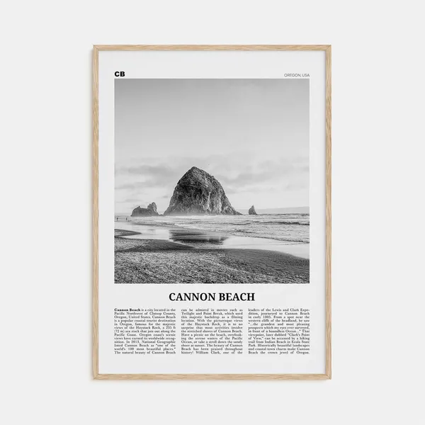 Cannon Beach Black and White Travel Poster, Oregon