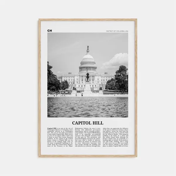 Capitol Hill Black And White Washington Travel Poster