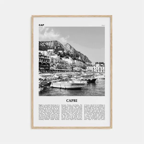 Capri Black And White Travel Poster, Italy Photo