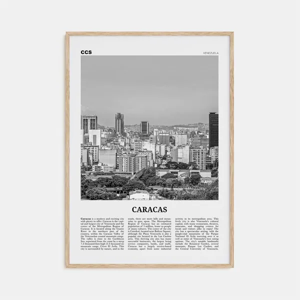 Caracas Black and White Travel Poster, Venezuela