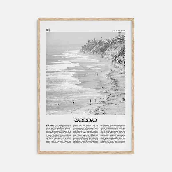 Carlsbad Black and White Travel Poster, California