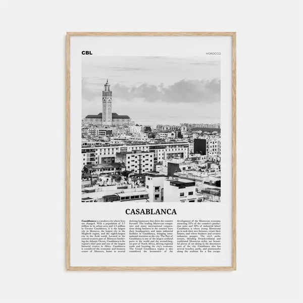Casablanca Black and White Travel Poster Art Print