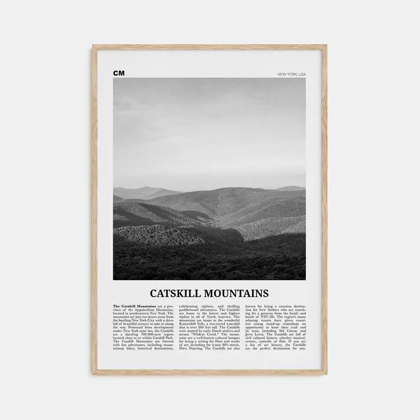 Catskill Mountains, New York Black And White Travel Poster