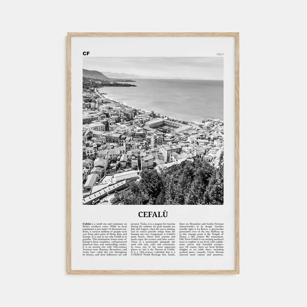 Cefalu Black And White Travel Poster, Sicily Italy