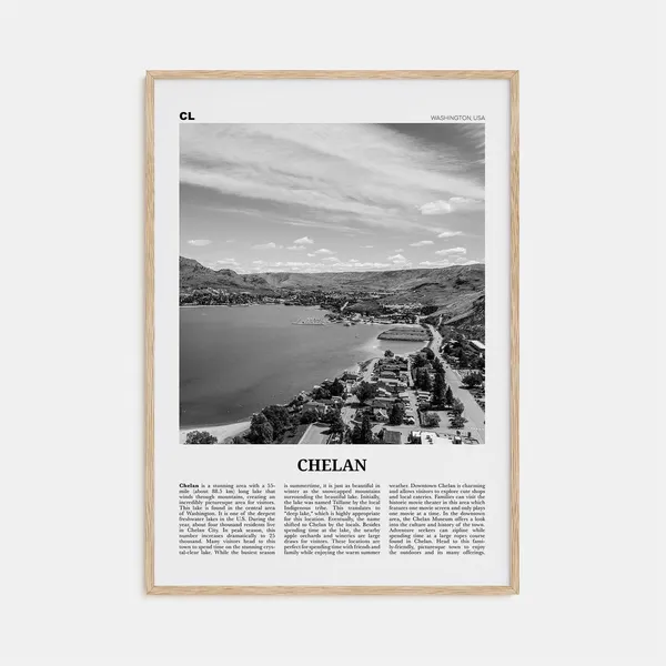 Chelan Black And White Map Poster Print