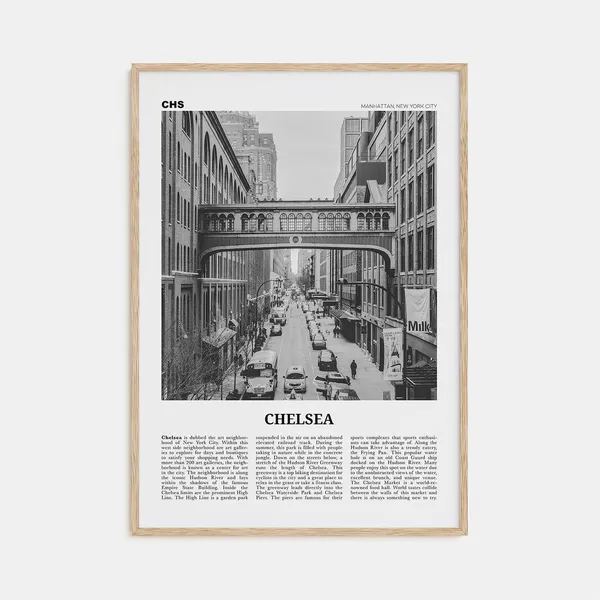 Chelsea, New York Black and White Travel Poster Print