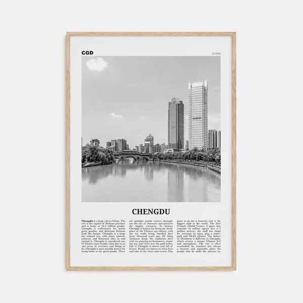 Chengdu Black and White Travel Poster, China Art Print