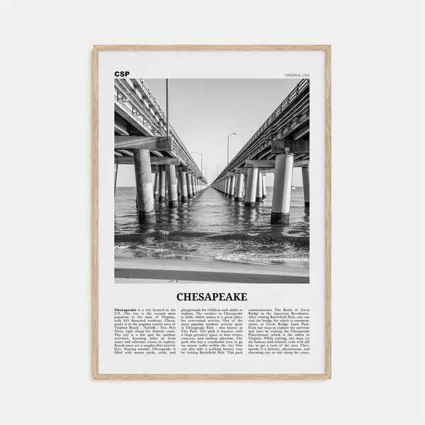 Chesapeake Black and White Travel Poster, Virginia