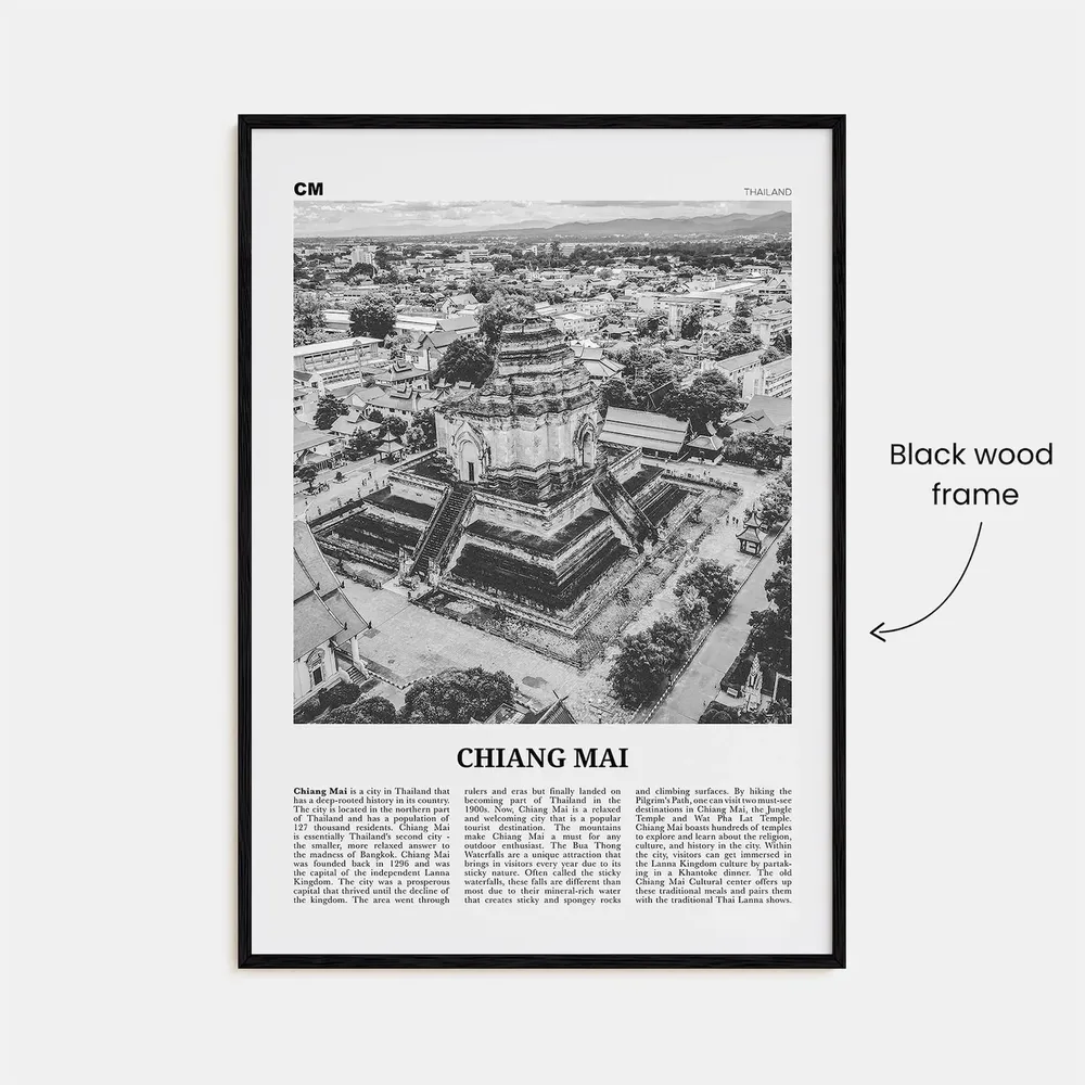 Chiang Mai Black And White Travel Poster - Image 3
