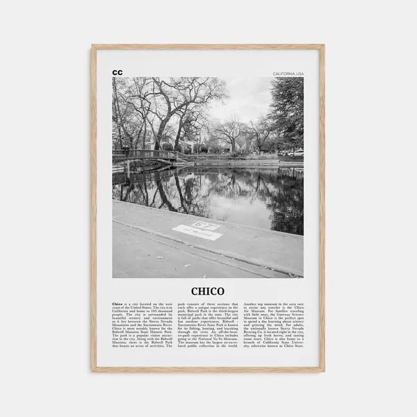 Chico Black And White Travel Poster, California