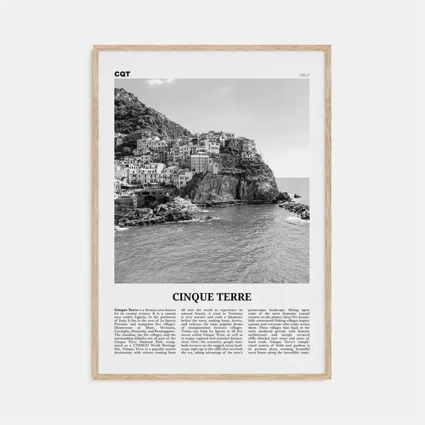 Cinque Terre Black And White Travel Poster, Italy