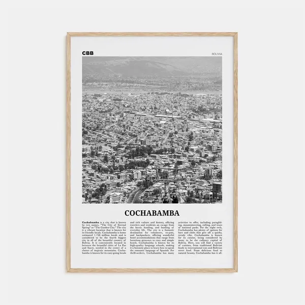 Cochabamba Black and White Art Print, Bolivia