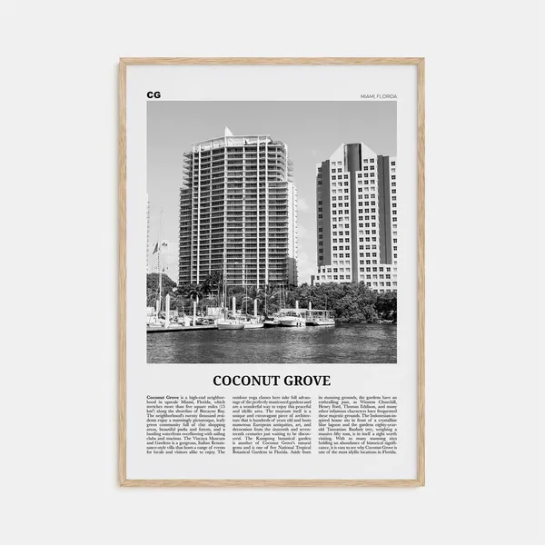 Coconut Grove, Miami Florida Travel Poster, Map
