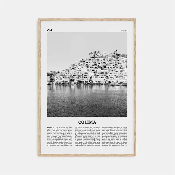 Colima Black And White Map Art Print
