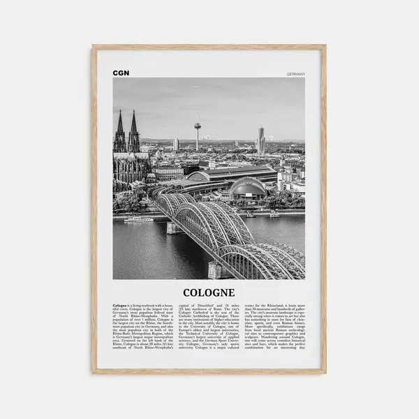 Cologne, Germany Black And White Europe Travel Poster