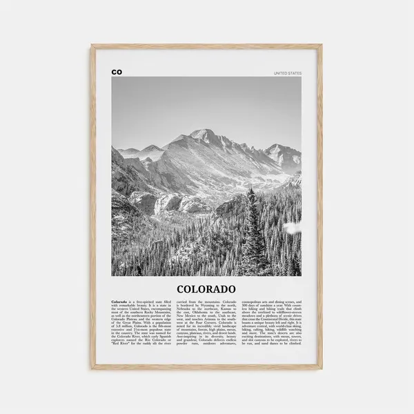Colorado Black and White Travel Poster, United States