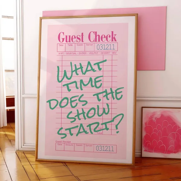 Guest Check Quote Art Print, Retro Theatre Lover