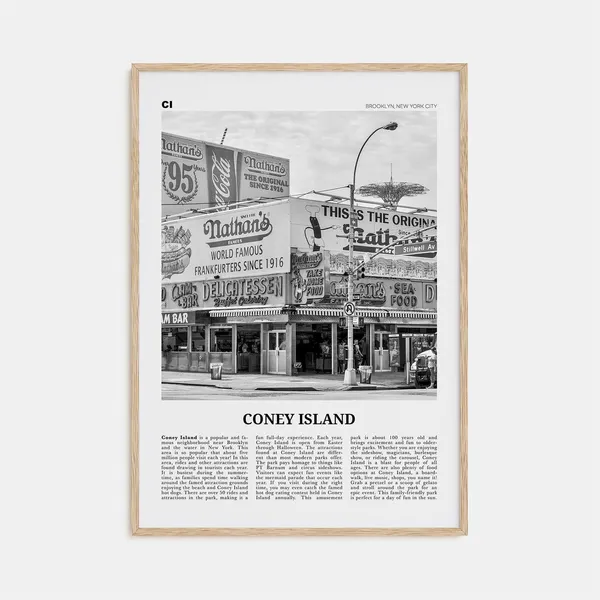 Coney Island Black and White Art Print, Brooklyn