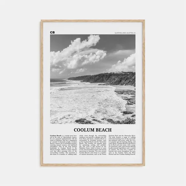 Coolum Beach Black And White Travel Poster