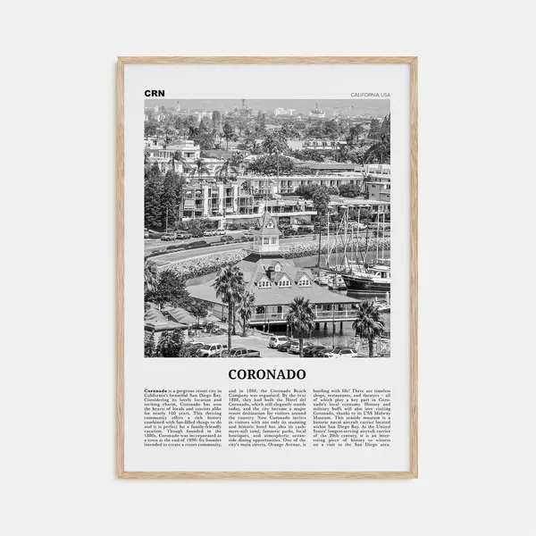 Coronado Black And White Travel Poster, California