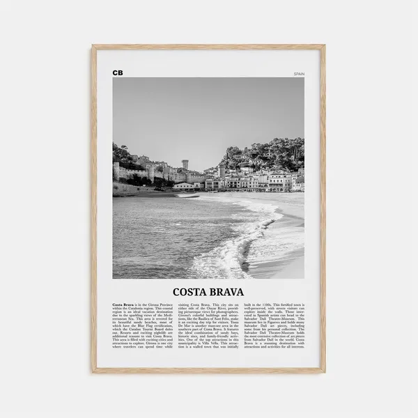 Costa Brava Black and White Travel Poster Print