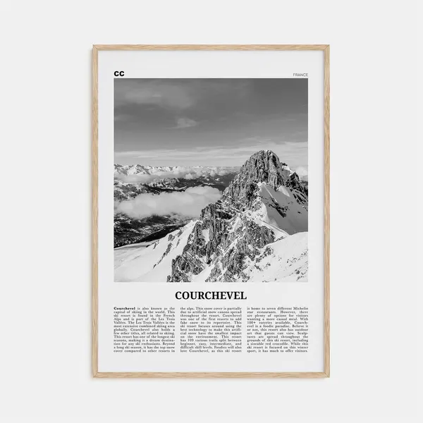 Courchevel Black and White Travel Poster, France