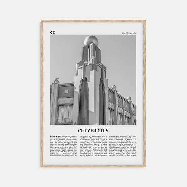 Culver City Black And White Travel Poster, California