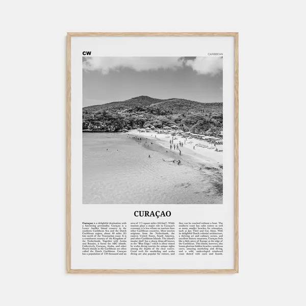 Curacao Black and White Travel Poster, Willemstad