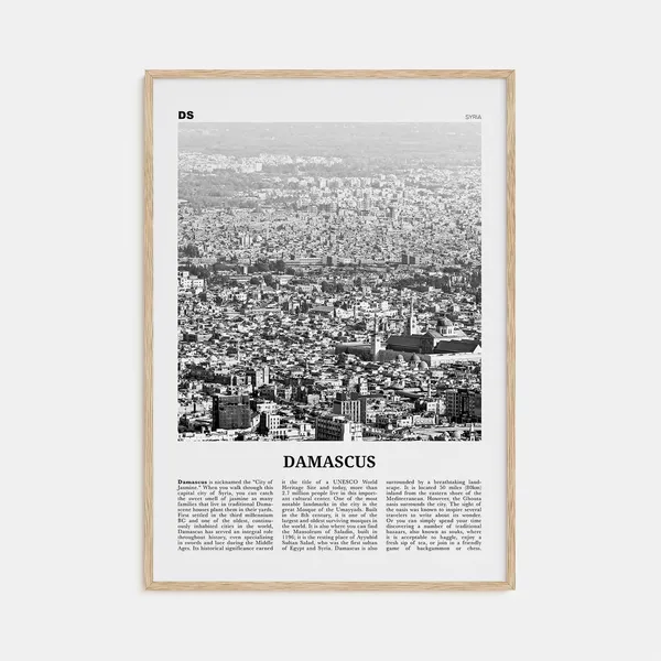 Damascus Black and White Travel Poster, Syria