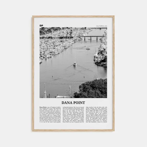 Dana Point Black and White Travel Poster, California