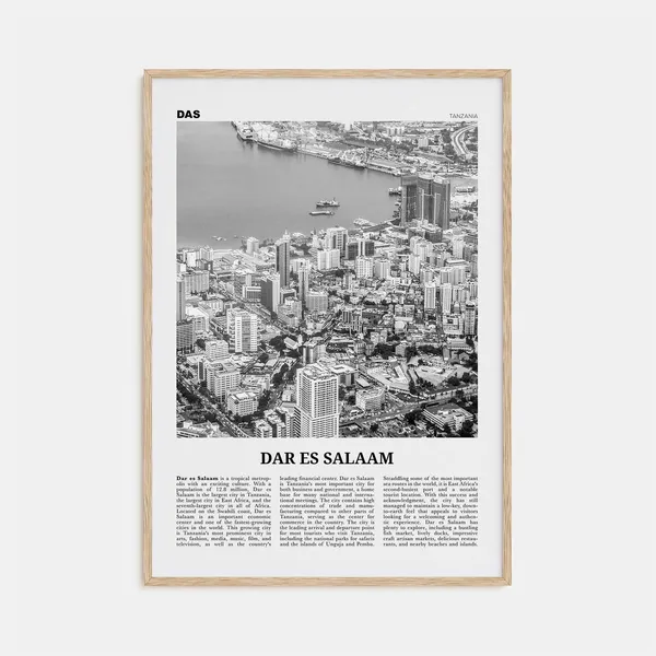 Dar Es Salaam Black and White Travel Poster, Tanzania