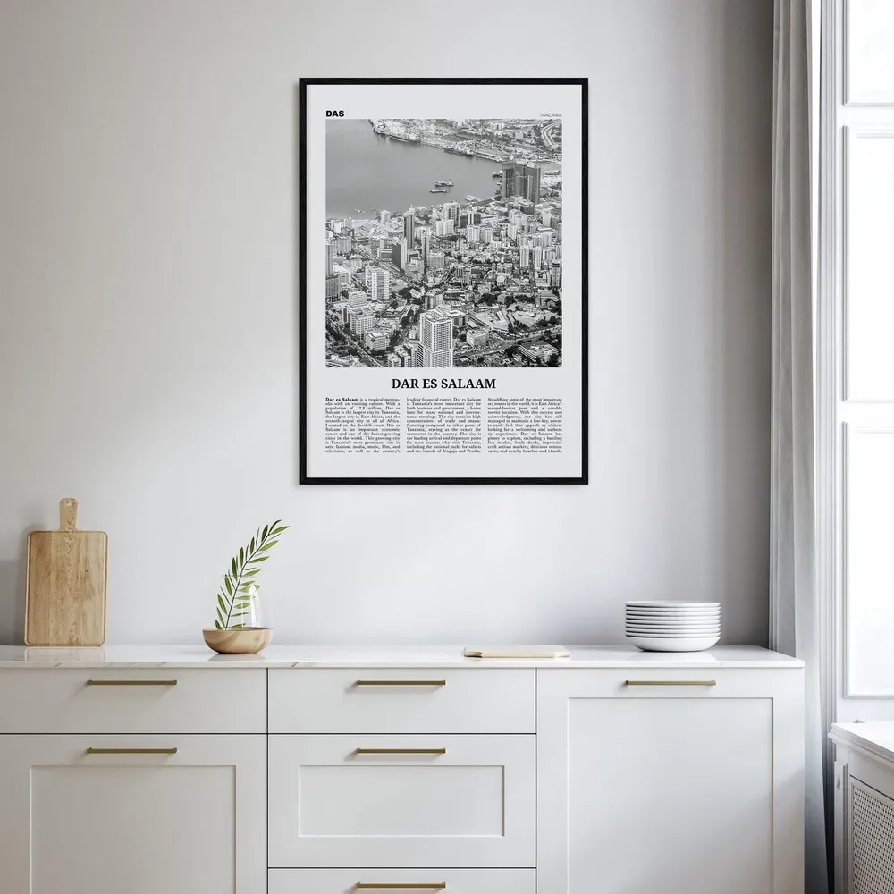 Dar Es Salaam Black and White Travel Poster, Tanzania - Image 2