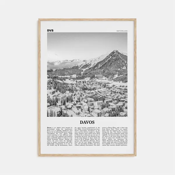 Davos Black And White Travel Poster, Switzerland