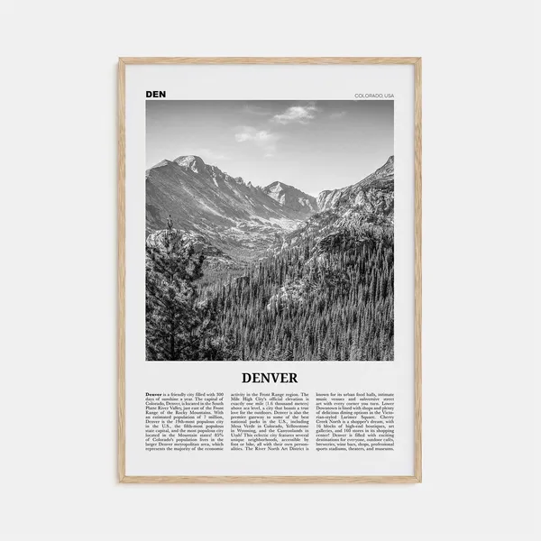 Denver No. 1 Black and White Travel Poster Art
