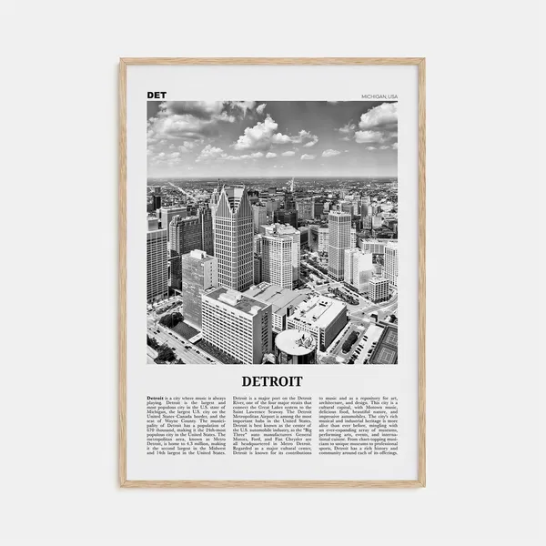 Detroit Black And White No. 1 Travel Poster